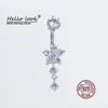 Navel Bell -knappen ringer Hellolook 925 Sterling Silver Belly Piercing Zircon Flower Body Jewelry Luxury Wedding Ring 230729