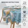 Table Cloth Gold Blue Marble Texture Decorative Tablecloth Thick Round Party Dining Cover Tea