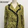 Damenblusen RUGOD Mode tiefem V-Ausschnitt Shirts Frauen Casual Leopardendruck Langarm Dame Büro Tops Elegante Partybluse Femme