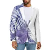 Herrdräkter polynesiska stamtongan totem tatuering Tonga tryck högkvalitativ blazer affär elegant mode casual män smal passform jacka jacka jacka