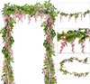 Decorative Flowers LuanQI 2M Wisteria Artificial Flower Vine Ivy Wreath Wedding Arch Decoration Fake Plant Leaf Rattan Home Garden Hanging