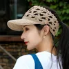 Chapéus de aba larga primavera e outono chapéu de sol fino boné de beisebol oco feminino feito à mão de malha vazio top feminino 2023 moda