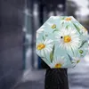 Guarda-chuva Daisy Pintura em aquarela Guarda-chuva totalmente automático para crianças ao ar livre adultos impresso dobrável oito fios