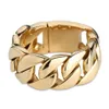 Catena a maglie Cool Mens Gold Polished Curb Bracciale a maglie cubane Pesante gioielli in acciaio inossidabile 316L Regalo 32mm 24cm197T