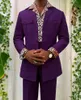 Costumes pour hommes Vêtements Robes de bal Blazer Set Purple Wedding Boyfriend 2 Piece Slim Handsome Tailcoat Robe élégante (Veste Pantalon)
