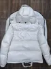 Män ner Monclears Jacket Womens Winter Topps White Downs Coat Tricolor Striped Webbing Goose-Down Warm Windbreaks Designer Kläder Puffer Jackor