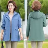 Women's Jackets 2023 Women Spring Hooded Long Coats Middle-Aged And Old Jacket Top Large Elegant Windbreaker