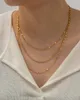 Ketten ALLME Punk Mehrschichtige hohle Halsketten für Frauen 18 Karat Gold PVD-Beschichtung Edelstahl Anti Anlauf Lange Halskette