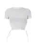 T-shirt da donna T-shirt da donna sexy a maniche corte con scollo a V profondo Canotta aderente Canotta Grunge Fairy Canotta Y2K Top estivi (H-Bianco L)