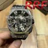 Eternity Watches RFF 26421 Skeleton Black Dial Diamond Inlay Bezel 904L Steel Case Japan VK Quartz Chronograph Mens Watch Rubber S204p