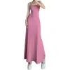 Casual klänningar Kvinnor Sling Bodycon A-Line Long Dress Summer Spaghetti Rems Hollowed Solid Color Swing for Party