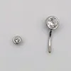 Nombril Cloche Anneaux 925 argent sterling Belly Bar Anneau Double Gemme Corps Piercing Bijoux 15x10 mm 230729