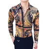 Chemises décontractées pour hommes Boutique de luxe mode imprimé paon hommes Slim chemise à manches longues personnalité Design mâle loisirs sociaux