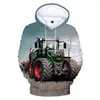 Moletom Masculino Fashion 3D Tractor Print Moletom Harajuku Engraçado Moletons com Capuz Streetwear Pulôver Feminino Casual Cool Tops