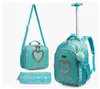 Sırt çantaları 18 inç okul erkekler için tekerlekli sırt çantası kızlar seyahat haddeleme sırt çantası 18 inç okul arabası çantası set öğle yemeği çantası ve kalem kılıfı 230729