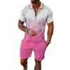 Herrspårsperioder Casual Polo Shirt 2 Piece Outfit Summer Tracksuit 3D Print Man Fashion Luxury Hawaiian Beach Vacation Short Sleeve