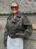 Frauen Jacke Punk Leder 2023 Sommer Streetwear Pu Kurze Mode mit Gürtel Y2k Retro Weibliche Highstreet Chic Mantel in 230728