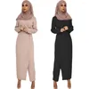 Etniska kläder mode kvinnor muslimska abaya lång ärm en bit jumpsuit klänning kalkon kaftan arab dubai femme islamisk jalabiya vestidos