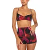 Survêtements femme été 2 pièces tenues couleur unie/imprimé Camisoles sans manches fronde débardeurs taille haute ensemble short et haut