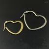 Hoop Earrings Fashion Women Lovers Female Flat Peach Big Heart Color Gold Stainless Steel Hollow Like Shape Jewelry