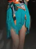 Abbigliamento da palcoscenico Gonne con nappe a colori a contrasto da donna Costume da esibizione Abiti rave Tango Frangia Un pezzo Sala da ballo Latino