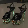 Klänningskor patentläder stilett hög hälplattform sandaler super pumpar fluorescens punk pol dance sko kvinnor45 230729