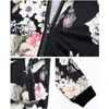 Jaquetas femininas femininas finas e leves com zíper floral varsity beisebol bomber jaqueta primavera outono casaco feminino roupas outwear