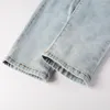 Jeans homme arrivées bleu clair en détresse Streetwear Stretch maigre strass Patch trous détruits rue haute mince