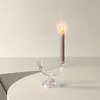 Candle Holders HF Ins Crystal Glass Przezroczyste francuskie światło luksusowe romantyczne dekoracje stołowe rekwizyty Bar Candlestick Candelabra