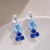 Dangle Boucles D'oreilles 2023 D'été De Mode Exquis Fleurs Goutte Simplicité Long Doux Frais Tempérament Femmes Bijoux