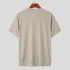 Camisetas masculinas INCERUN Tops 2023 Estilo coreano Bonito Camisetas masculinas soltas com decote em V Casual Streetwear Camiseta de manga curta para todos os jogos