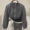 Jaquetas Femininas Rimocy Sun Protection Cropped Coat 2023 Summer Fino Cordão Short Track Jacket Woman Streetwear Zip Solto Windbreaker 230728