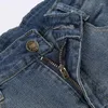 Женские шорты продают синюю джинсовую ткань в стиле моды на 2023 г. Летняя пряная девушка с высокой талией с плотной дном широкой ноги