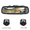 Double 4 3 inch Screen Rearview Mirror Car Monitor with 2 x CCD Car Rear View Camera for Rear Front Side View Camera277l