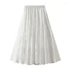 Skirts Lace Skirt Premium Feeling Extra Long Halfskirt Women's Summer Mori Embroidery Mesh A-line Pleated Princess