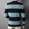 Men's Sweaters Mens Ture Sheep Wool Thick Sweater Autumn & Winter Patchwork Colors Knit Clothing Male Pure Warm StripesKnitwear