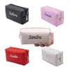 Sacos cosméticos casos personalizados bordado pequeno saco de maquiagem pu bolsa de viagem de couro para mulheres portátil resistente à água 230728