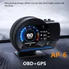 AP-6 HUD En Yeni Başlık Ekran Otomatik Ekran OBD2 GPS Akıllı Araba Hud Gauge Dijital Yoksama Güvenliği Alarm Alarm Wateroil Temp RPM265J