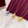 Klassische Designer-Halskette, Herz-Halskette, Goldschmuck, Halsreif für Damen, Seilkette, Doppelring-Anhänger, Diamant-Halsketten für Damen, Silberhochzeit