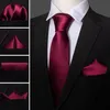 Cravates Rouge Satin Soie Cravate Broches Hommes Cravate De Mariage Hanky Ensemble Barry.wang Créateur De Mode Solide Cravates pour Hommes Cadeau Fête 230728