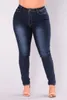 Kvinnors jeans 2023 Hög midja elastiska kvinnor Slim Long Fat Mamma Sexiga denim Pants Damer Push Up Pencil