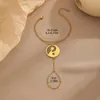 Link Bracciali Acciaio inossidabile Retro Yin-Yang Charm Bracciale Anello da donna Sling Finger Gift