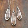 Pendanthalsband NM14819 10st SLIVER PLATED FACETED Pear Shape Chains Glass Crystal Online 18-32 tum