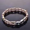 Высококачественный браслет мотоциклетной цепи для женщин IP Rose Gold Crystal 316L Bracelet из нержавеющей стали 10 мм315U