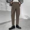 Hommes pantalons 2023 coréen jeunesse mode ceinture Design printemps/été couleur unie taille haute ample décontracté jambe large