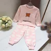 baby girls tacksuits sets brand kids sports sets pink designer children pullover Round neck bear suit cotton autumn clothing sets 2023fw newly winter clothing