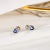 Stud Earrings ITSMOS S925 Sterling Silver Love Blue Diamond Cochlear Screw Twist Ear Studs Simple Heart-shaped Princess