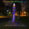 Outdoor Christmas Tree Waterfall Solar Curtain Lights Tree Lights Gift Patio Lights Decor Tree Wedding Yard Porch