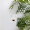 Collane con ciondolo MODAGIRL Collana rettangolare minimalista in lazurite blu reale Gioielli in acciaio inossidabile Accessori per feste da donna