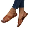 Sandals Sandals Buty klamra na 2023 pasek Summer Solid Peep Stopa Daily Flat Zapatos 170 '